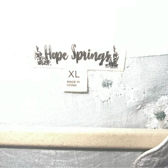 Hope Springs Sheer Embroidered white button up shirt/ cover up. Worn one time! - Picture 10 of 12